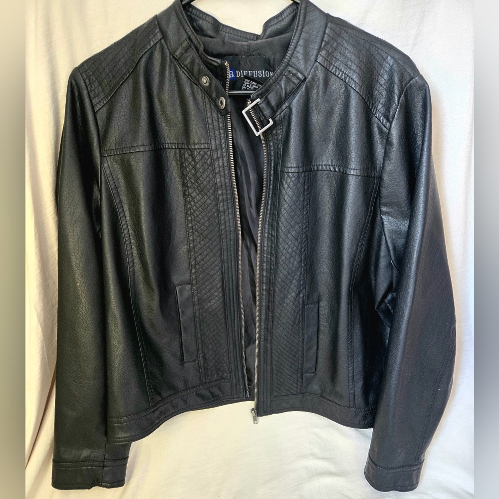 Black Faux Leather B. Diffusion Moto Jacket